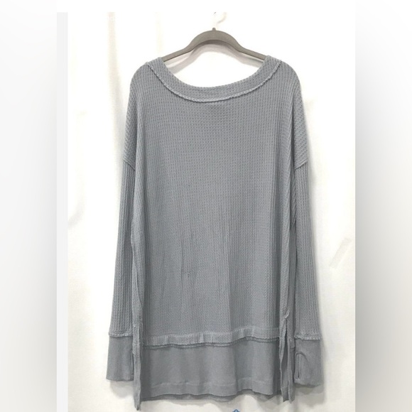 NWT Free People We The Free North Shore thermal tunic top gray medium - Picture 2 of 7